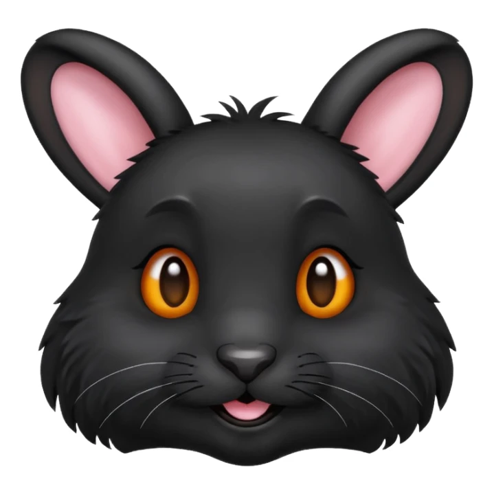 emoji d'une tête de lapin noire qui dit bonjour sticker