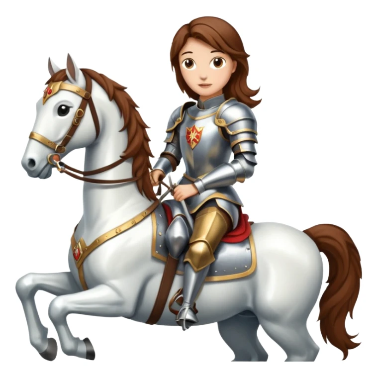Renaissance princess knight with brown hair on horse sticker