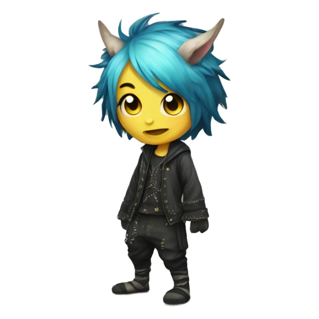 an edgy cute kawaii vernid-fionbri with splash patterns full body sticker