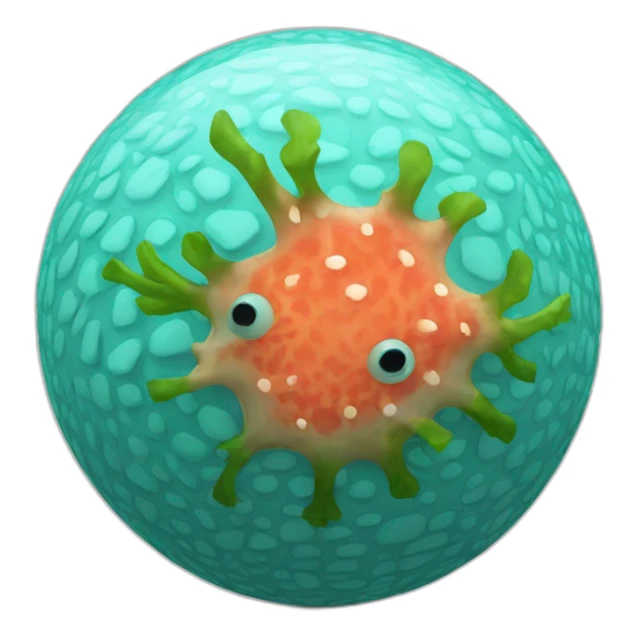 3d sphere with a cartoon Tropical coral skin texture sticker