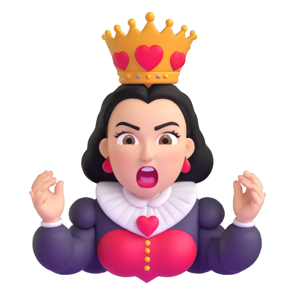 Queen of Hearts from Alice in Wonderland, angry expression, shouting sticker