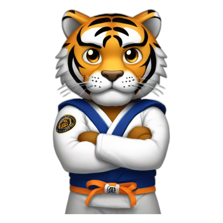 Tiger with evil face   jiu jitsu with his arms crossed sticker
