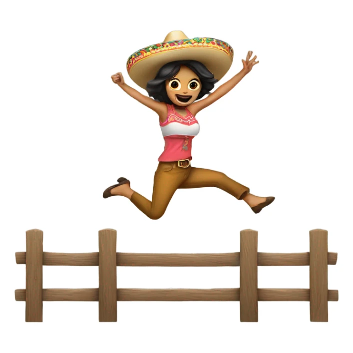 A women in a sombrero jumping over a fence sticker