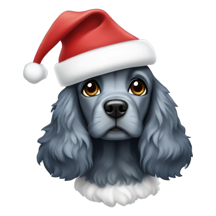 Blue roan cocker spaniel dog with Santa hat sticker
