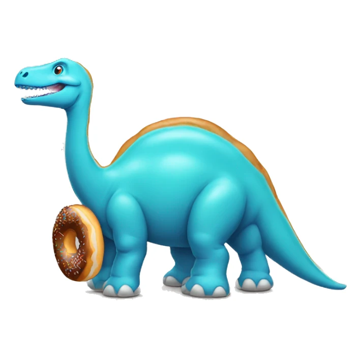 Brontosaurus blue eating donut  sticker