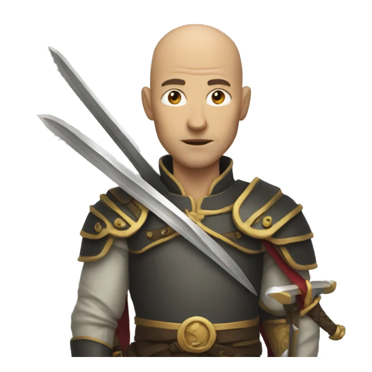 non smiling Man with Sword without hair sticker