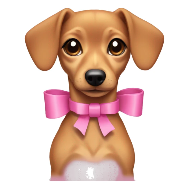 Short haired Chiweenie with a pink collar that has a bow. Just her head. Her ears Stand up. She is tan.  sticker