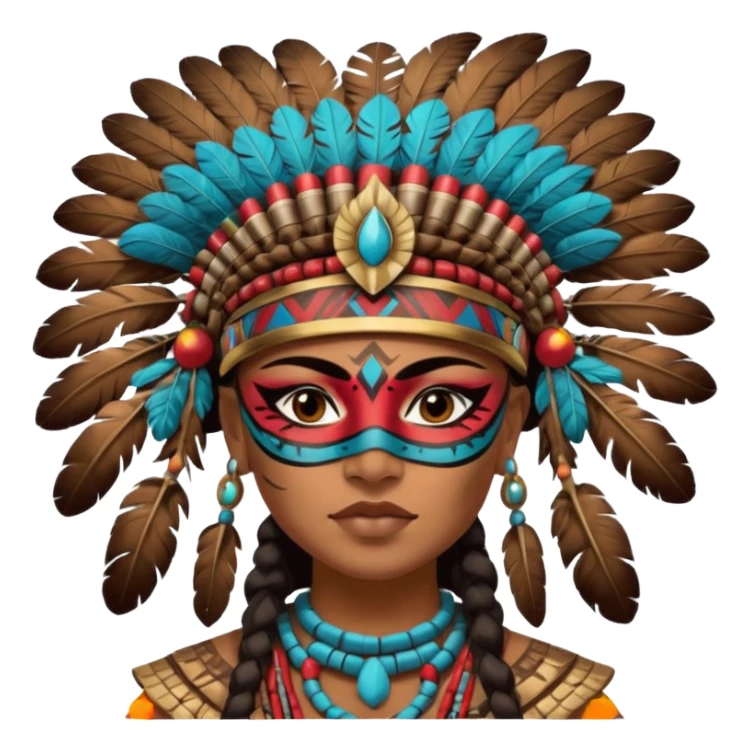 face full maya masked tradational mayan woman warrior half boudy  sticker