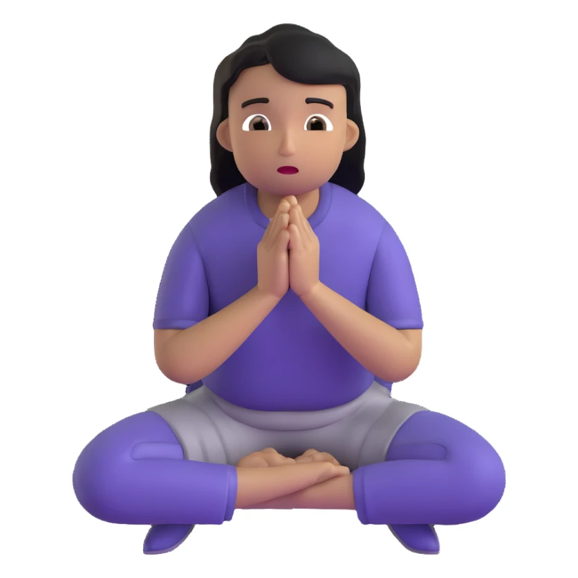 person on their knees begging with hands clasped together and pleading expression sticker