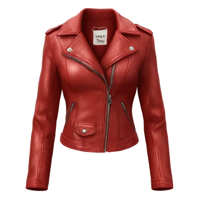 Hyper Realistic isolated open candy apple red feminine fashion leather jacket. sticker