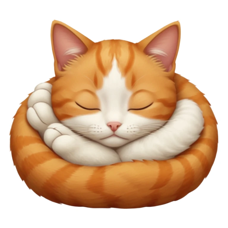 ginger and white small cat curled up with head upside down with eyes closed sticker