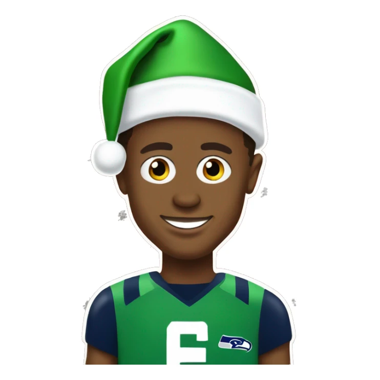 Geno smith in Seahawks uniform and santa hat  as elf on the shelf  sticker