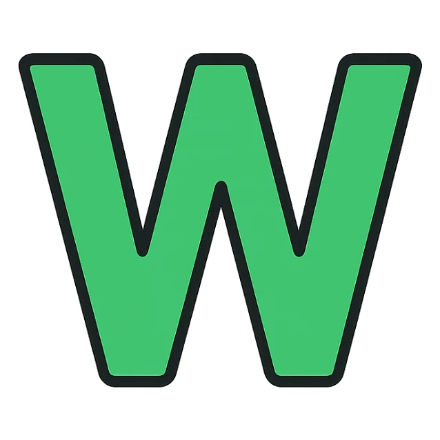 big green letter W, bold and eye-catching sticker