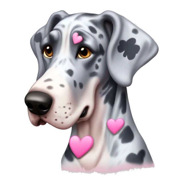 Blue Merle Great Dane with pink hearts  sticker
