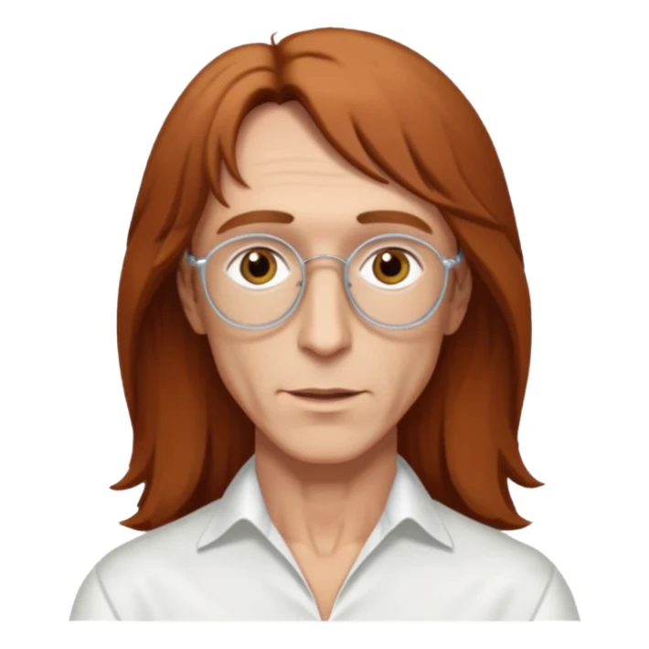Robin Gibb brown eyes, long auburn hair, white outfit sticker