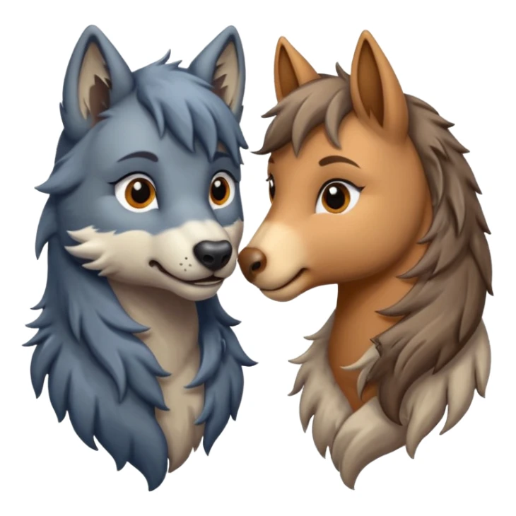 a wolf and a pony in love sticker