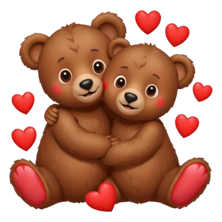 girl bear and boy bear hugging, surrounded by hearts, playful and loving sticker