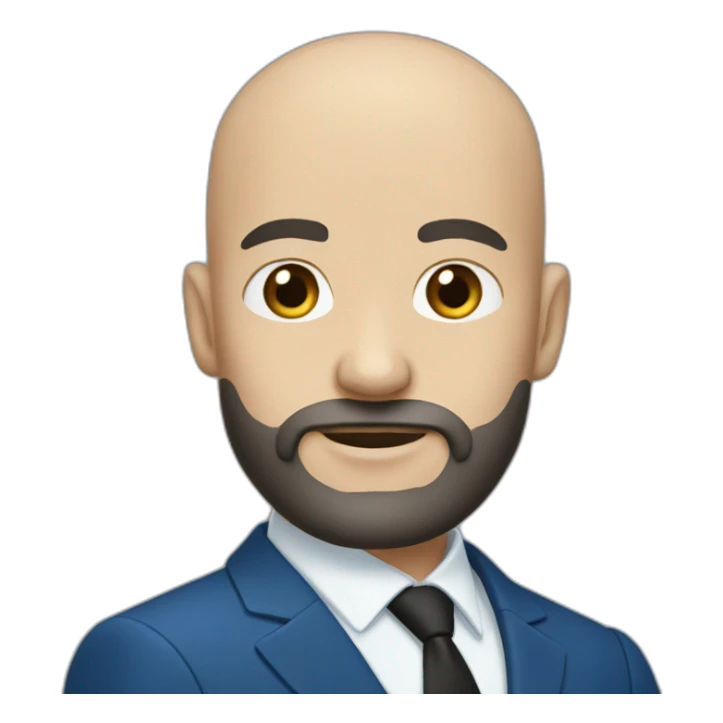 A bald white person with a black beard wearing a blue formal suit sticker