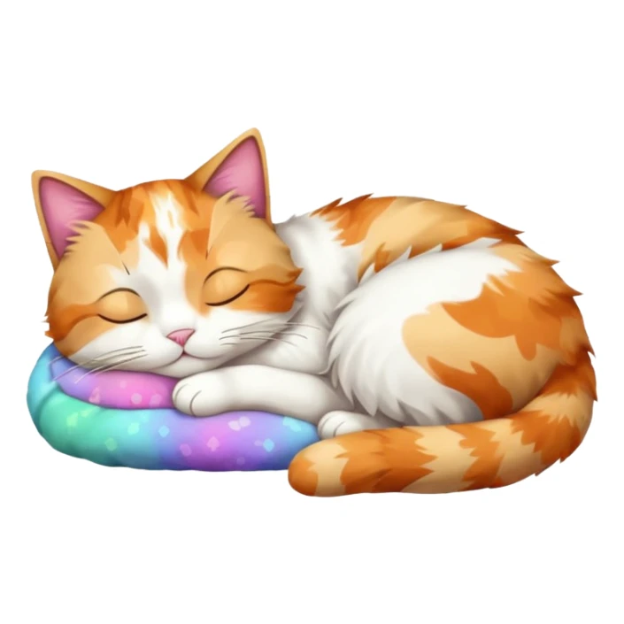 full body colourful light patched calico + white tabby cat sleeping sticker