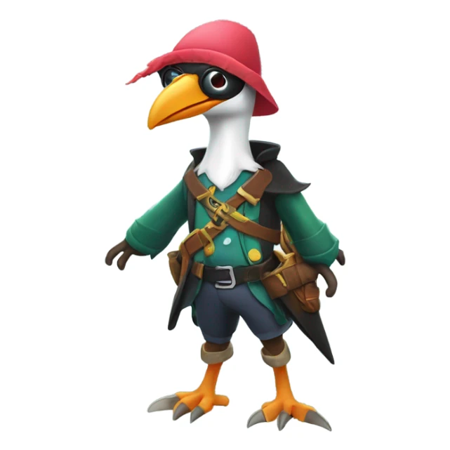 Pterodactyl wearing snow boots, and an eyepatch sticker