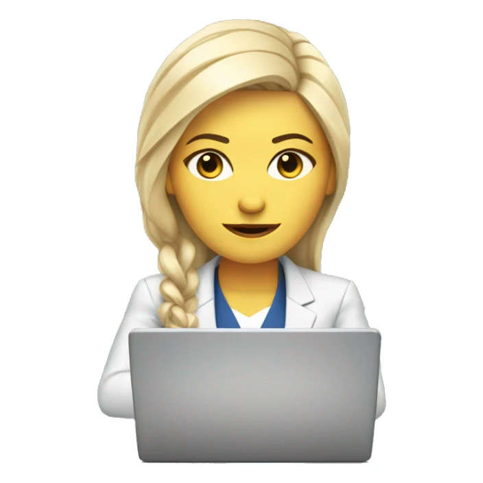White Woman with Laptop busy with coding for Office Work by thinking future me nice hair suit  sticker