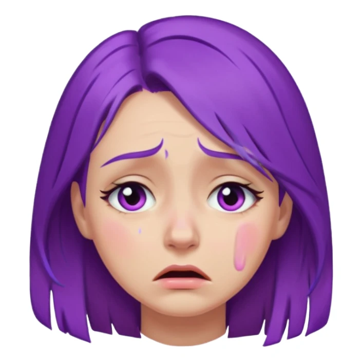 woman crying with purple hair sticker