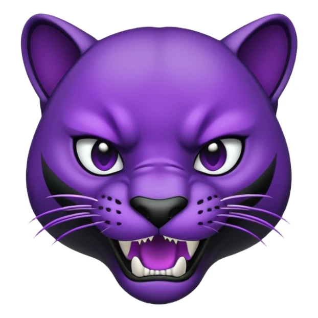 Aggressive Panther emoji with black and purple coloring sticker