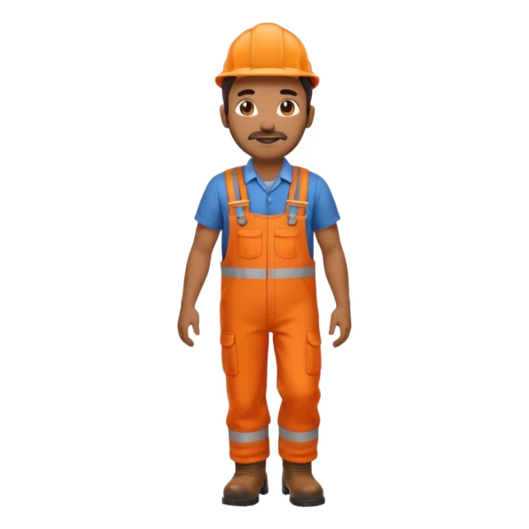 Indian male railway engineer orange overalls, boots walking sticker