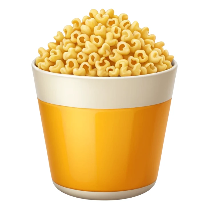 Popcorn and Mac and cheese on a tall bowl sticker
