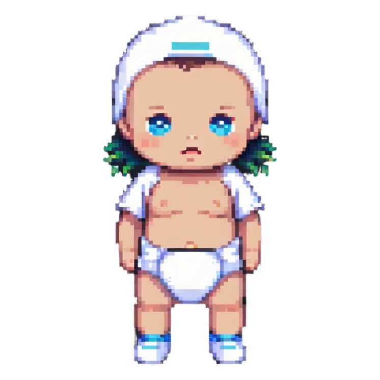 baby standing in a diaper sticker