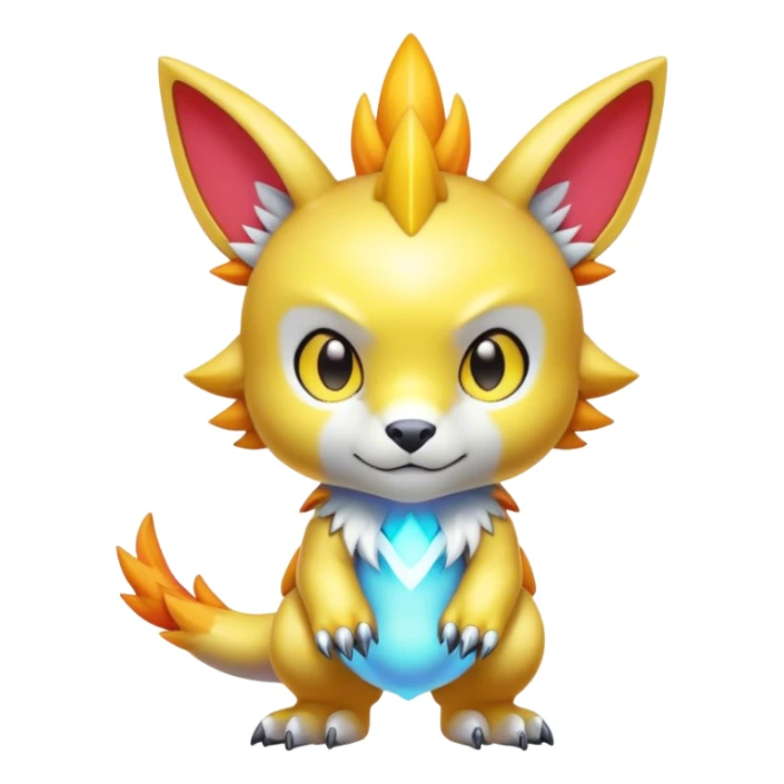 Cute cool shiny colorful Digimon-animal-hybrid full body sticker