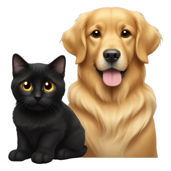 a golden retriever and a black cat sticker