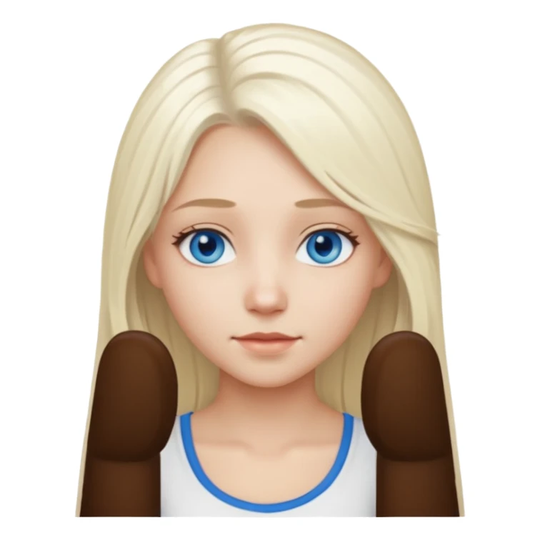 platinum blonde girl with long hair and forelocks, blue eyes. sticker
