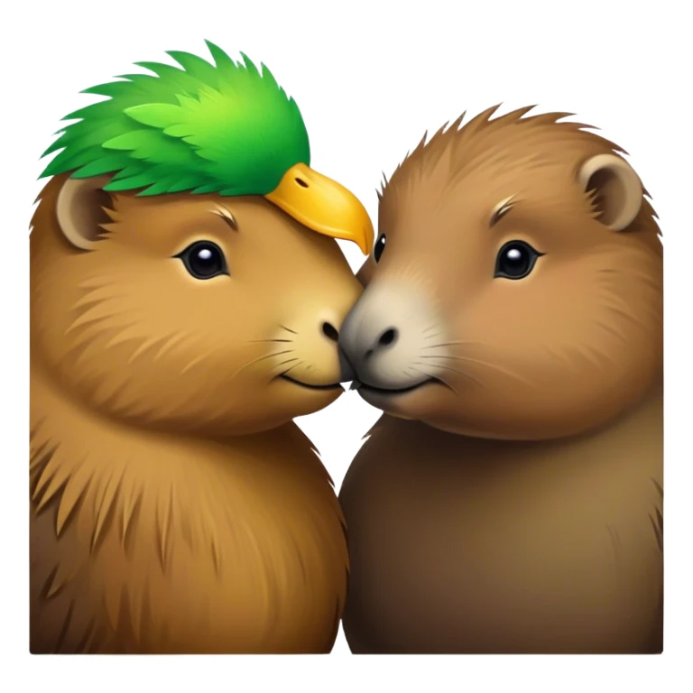 Capybara and Green duck nose to nose cute  sticker