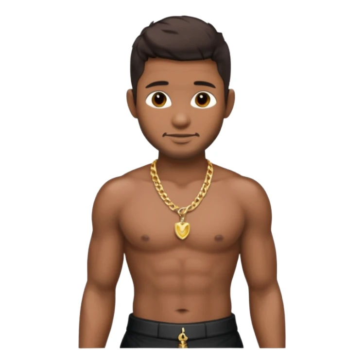 Usher with dark brown hair, shirtless with necklace, metallic black pants sticker