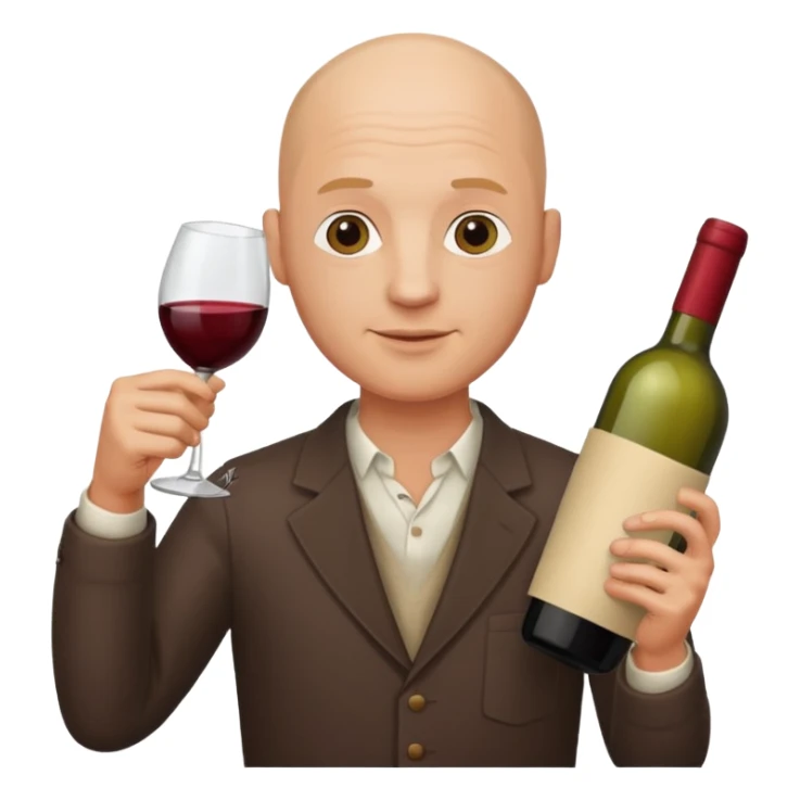 homme chauve avec une bouteille de vin sticker