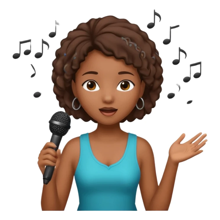 African American girl singing with microphone in her hand Abe music notes everywhere floating around sticker