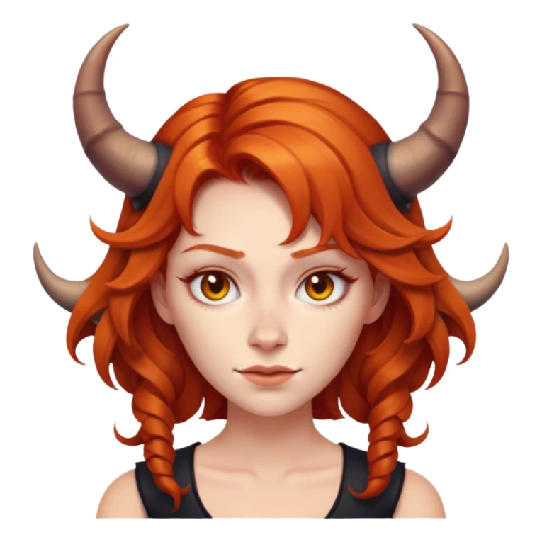 Cute ginger haired woman with demon horns  sticker
