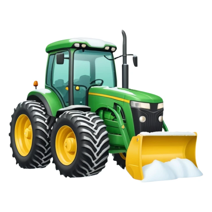 Bigger Green tractor with yellow blade pushing snow sticker