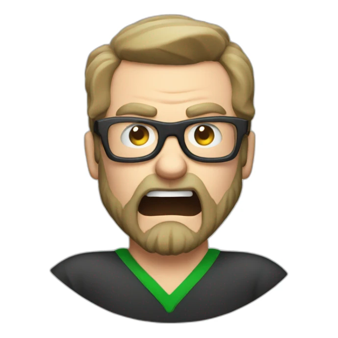 angry bearded irish man with glasses punching a TV sticker