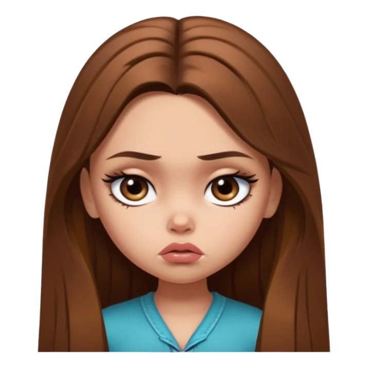 sad pretty bratz baddie, long brown hair sticker