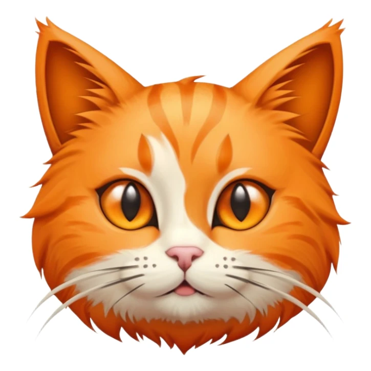 round planet with orange cat fur texture, cute pointy cat ears, and adorable cat face with whiskers sticker