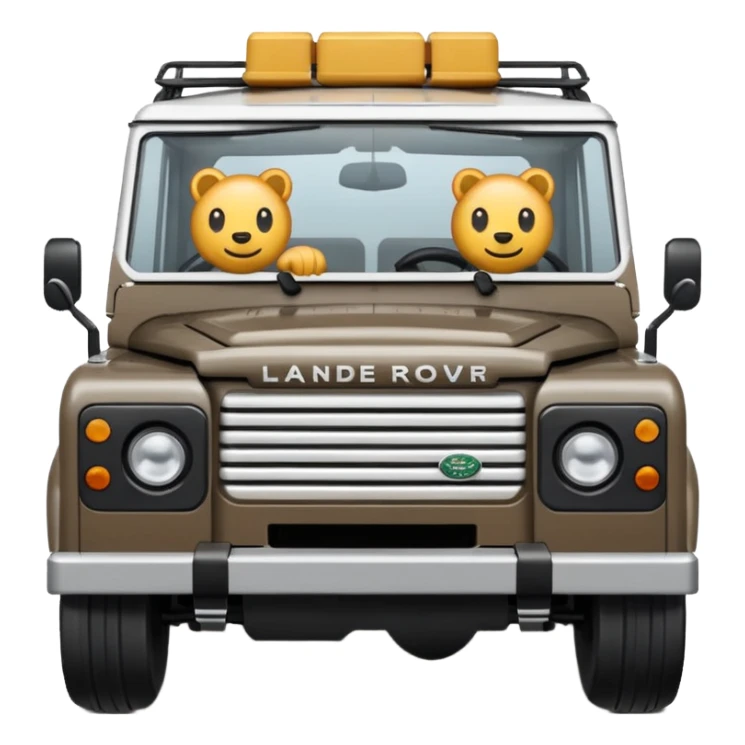 Grey-brown Land Rover D.
Apple emoji style sticker
