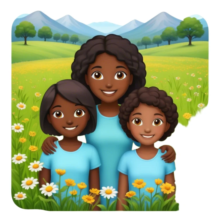 Beautiful meadow with some young black girls sticker