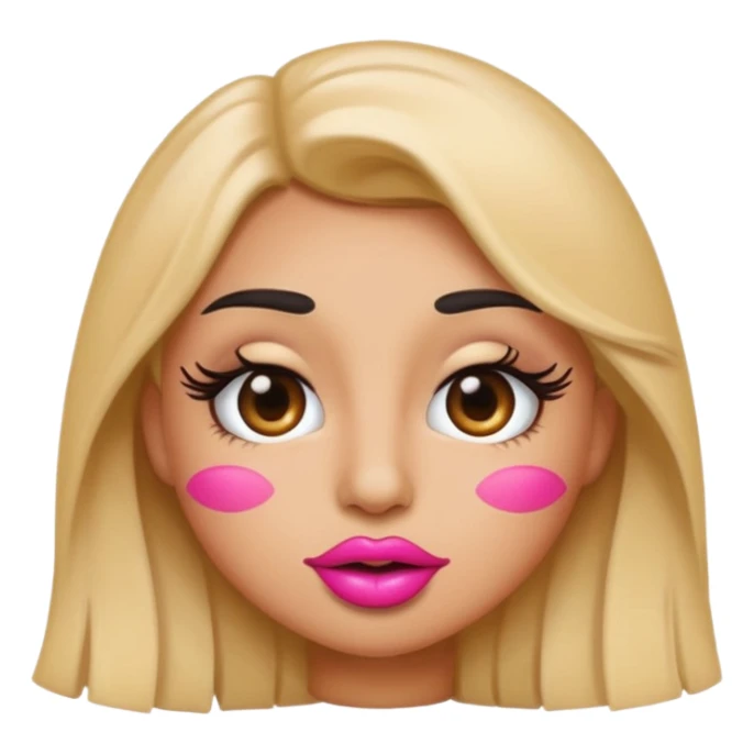 Standard emoji with pink pout lips and thick eyelashes sticker