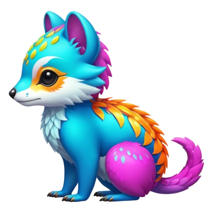 Colorful neon-colored tropical exotic shiny beautiful fantasy-Cacomistle-oncilla-animal-hybrid (full body) sticker
