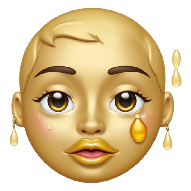 crying gold face winking doing a duck face holding a peace sign sticker