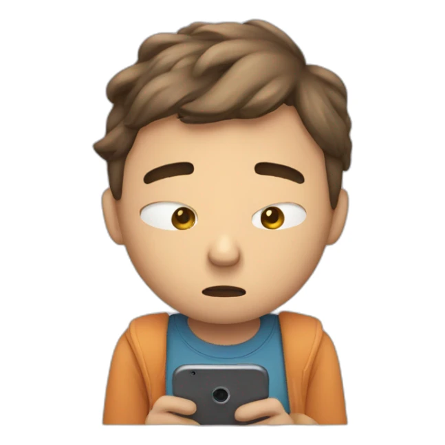 sad person looking at their phone sticker