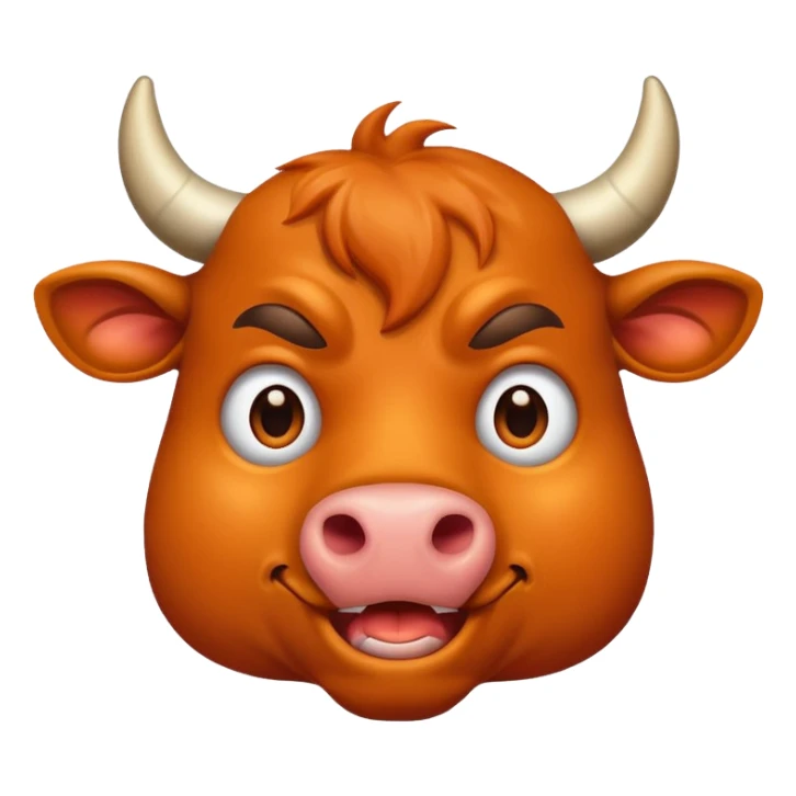 create me a color deep orange bull face that is happy, shock, celebrate, sad, mad, victory, chill sticker