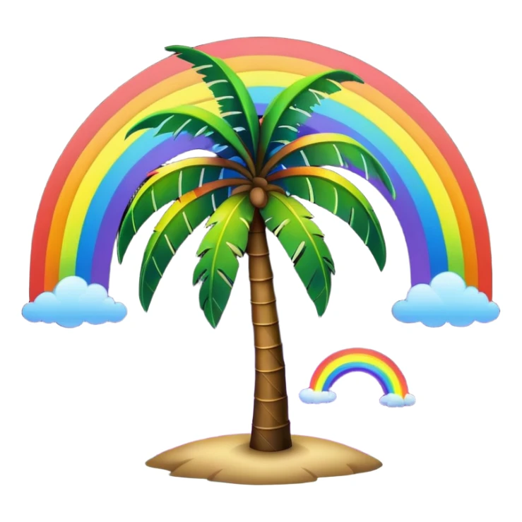Palmera de negro con un arcoiris de fondo en la noche sticker